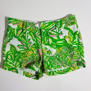 Lilly Pulitzer Green and Pink Patterned Shorts